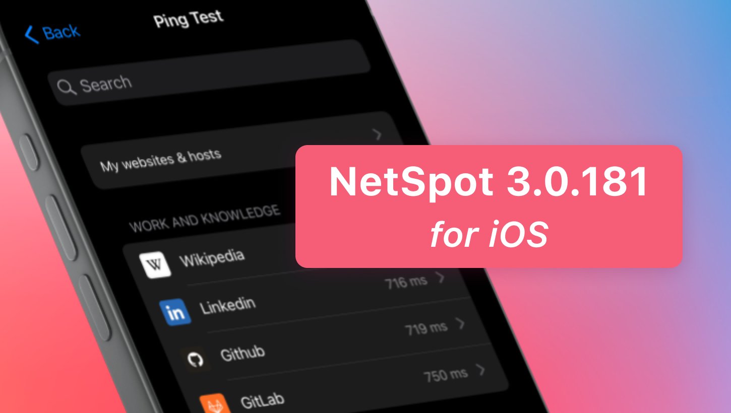 NetSpot 3.0.181 for iOS and iPadOS with Ping test