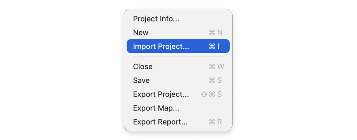 Import the project with File - Import Project… Import the project with File - Import Project…