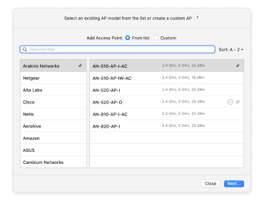 Select a router model