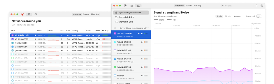  Inspector mode NetSpot for macOS