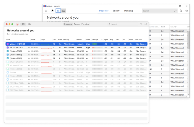 NetSpot — وضع المفتش