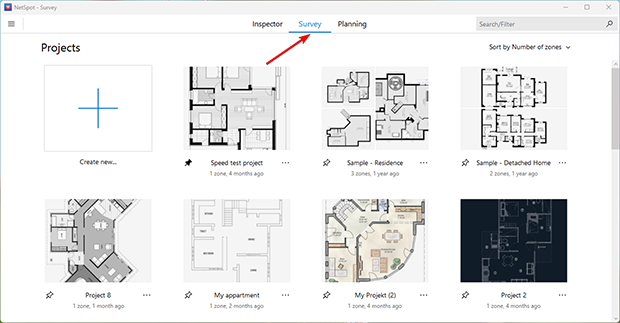 Open NetSpot and Switch to Survey Mode