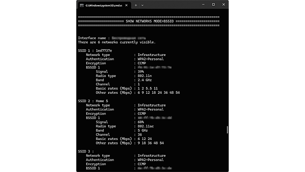 Seção chamada “SHOW NETWORKS MODE=BSSID”