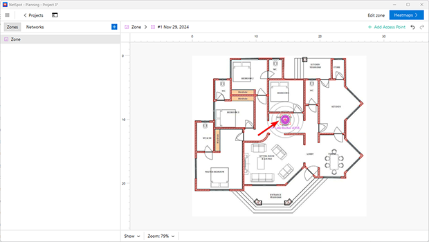 Placing a Virtual Access Point on the Floor Plan in Planning Mode