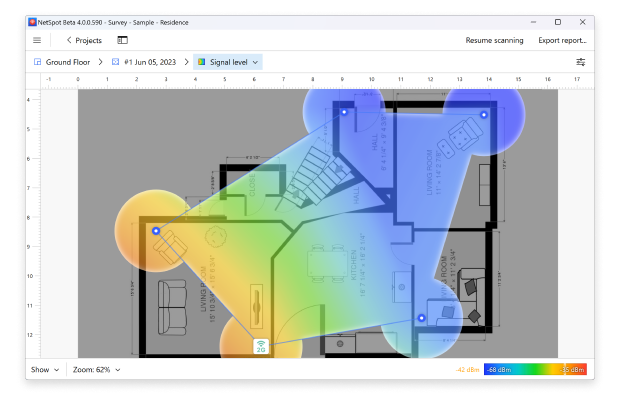 WiFi-lämpökartta Windowsille (useita tukiasemia)