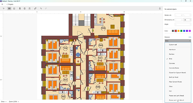 The building materials selection panel in NetSpot’s Planning mode