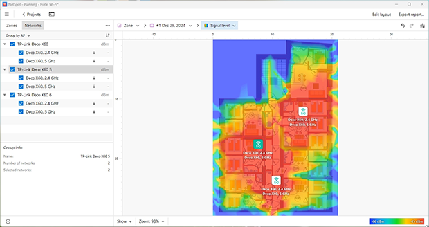 Predicted Signal Coverage Map in NetSpot’s Planning mode