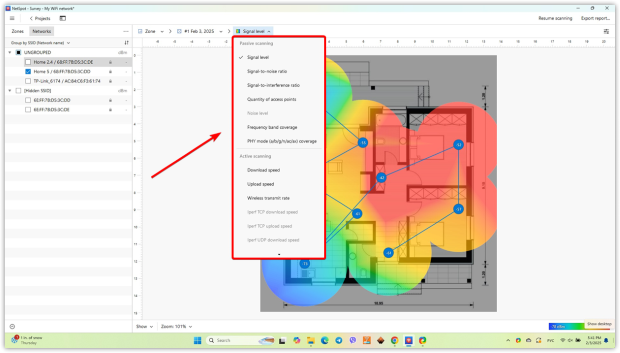 Mapas de calor Wi-Fi no NetSpot