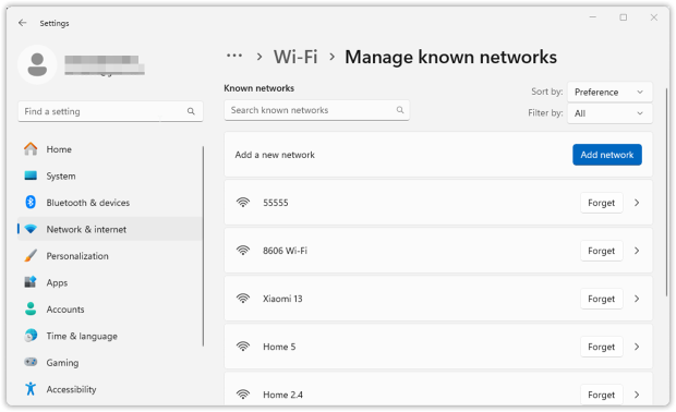 Reconnect to the correct network with the right password